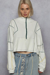 POL Contrast Stitching Zip Front Sweatshirt OutfitFlow